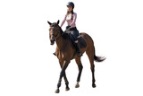 Young mexican woman riding a horse in the arena of an equestrian center