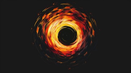 Poster - Circular Flame Pattern in Orange Red and Yellow on Black Background