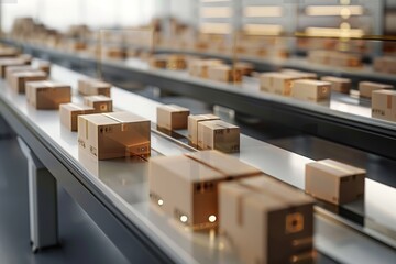 A conveyor belt with boxes on it