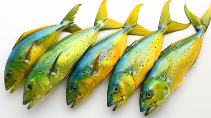 Colorful Mahi-Mahi Fish on White Background: A Delicious Seafood Meal