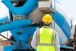 © JU.STOCKER - Foreman worker checking project at the precast factory site, Engineer man hardhats on construction site