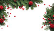 © akk png - evergreen holiday red berries space branches background copy pine christmas wood tree decoration branch fir green frame new wooden border year winter white celebration card old spruce holly isolated