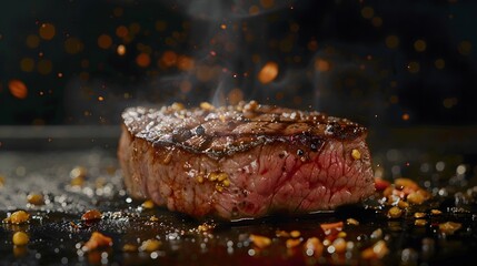 Wall Mural - Mouthwatering medium rare Steak: Juicy, Delicious, and Gorgeous