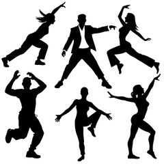 Wall Mural - a set of street dance, stylish pose, hip hop dance, male and female vector silhouette