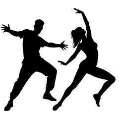 Wall Mural - a set of street dance, stylish pose, hip hop dance, male and female vector silhouette