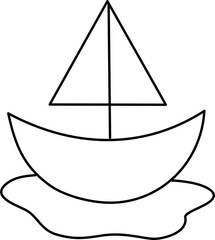 Wall Mural - sailboat lamp kidcore lineart