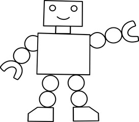 Wall Mural - robot lamp kidcore lineart