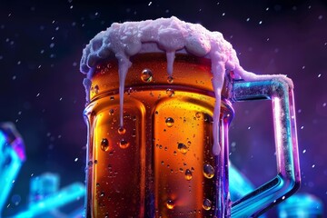 Wall Mural - Beer Mug With Ice. Generative AI