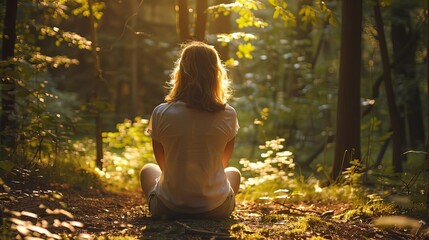 Imagine a holistic therapist guiding clients through a forest therapy session, reconnecting with nature to reduce stress and anxiety