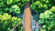 © Cathynew - Tree canopy walkway flat design top view ecotourism theme water color Tetradic color scheme.