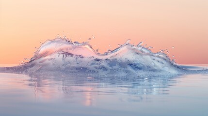 Wall Mural - A splash of water in the ocean with a pink and orange sky in the background