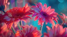Close Up View Of Flowers With Abstract Background