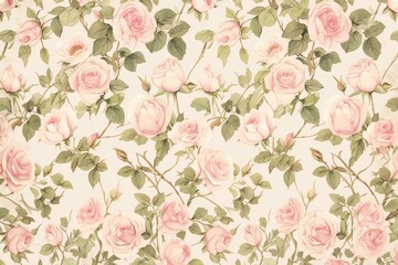  Timeless Elegance A Repeating Pattern of Roses and Ivy Leaves
