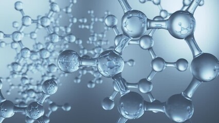 Wall Mural - abstract atom or molecule structure for science or medical background, 3d animation.