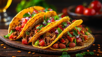 Wall Mural - Delicious Beef Tacos with Fresh Vegetables