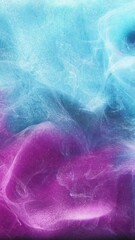 Wall Mural - Vertical video. Glitter paint mix. Color smoke. Blue pink shiny particles texture ink water blend cloud motion abstract art background.