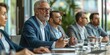 © gunzexx png and bg - A distinguished senior businessman leads a discussion at a professional meeting table
