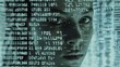 Womans face merges with a matrix of binary codes, symbolizing AIs essence, Ai Generated