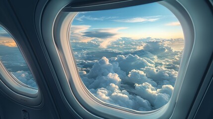 Wall Mural - View from an airplane window of beautiful clouds and sky