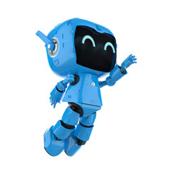 Wall Mural - Cute and small artificial intelligence personal assistant robot jump isolated