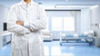 Doctor wear white lab coat in hospital room
