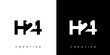 H24 initial letter logo isolated on black and white background.