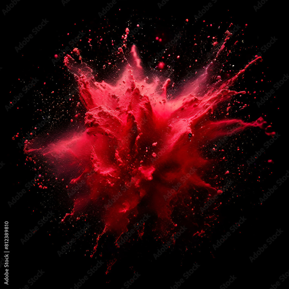 Vibrant red powder explosion isolated on white background. Dynamic ...