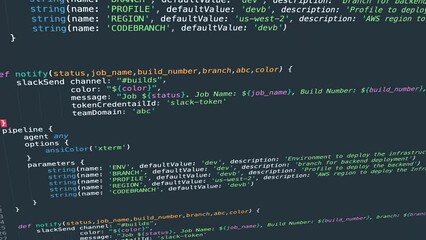 Programming code screen on web internet interface.