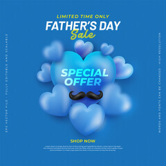 Wall Mural - Father's day sale banner with editable three dimension style