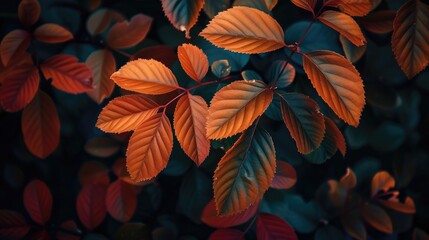 Poster - An image showing vibrant Autumn leaves up close