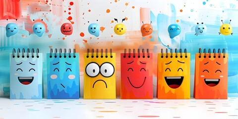 Calendar of Emotions Expressive Characters Represent Monthly Moods in Bright Playful