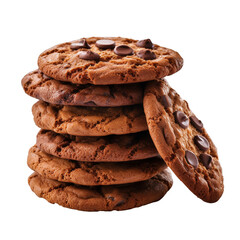 Wall Mural - Stack of chocolate cookies isolated on transparent background