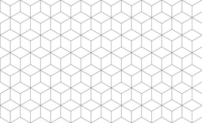 Seamless pattern with cube geometrical lines isolated on white background