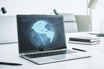 Wall Mural - america map on modern computer monitor, big data and digital technology concept. 3d rendering