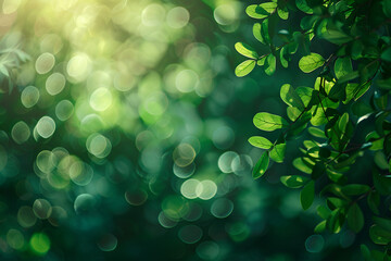 Wall Mural - Green bokeh background from nature forest out of focus