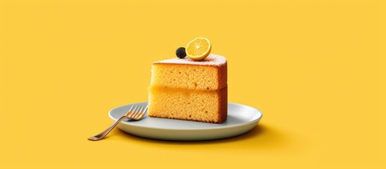 Canvas Print - pieces of yellow cake on a plate