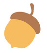 Autumn oak acorn in flat design. Cute seasonal forest nut with brown cap. Vector illustration isolated.