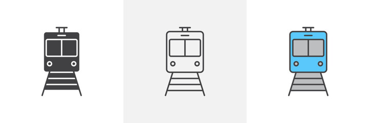 Poster - Commuter Train Icon Set. Underground Metro or Rail Vector. Train Transportation Symbol. Rail System Icon.