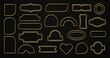 Decorative vintage frames borders of gold color, different geometric shapes. Text box title frame border set.