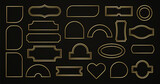 Fototapeta  - Decorative vintage frames borders of gold color, different geometric shapes. Text box title frame border set.