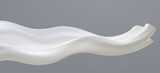 Fototapeta  - Flying white fabric, curtain. Smooth silk horizontal fabric.