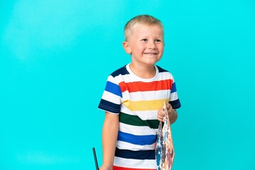 Wall Mural - Little artist Russian boy over isolated background