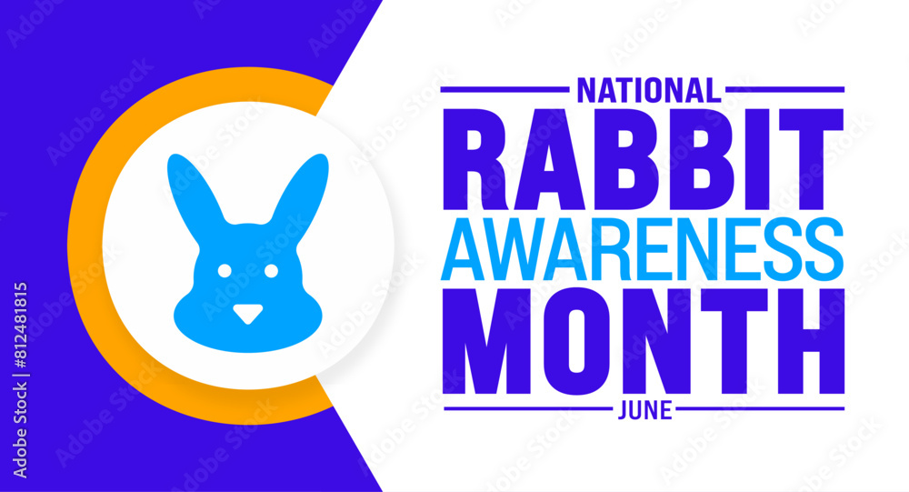 Happy June Rabbit Rabbit June is Rabbit Awareness Month background template. Holiday concept ...