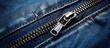 An image showing a denim texture with a zipper partially open. Creative banner. Copyspace image