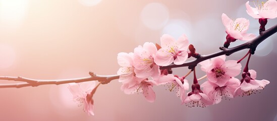 Sticker - A soft and blurred sakura flower with ample copy space for an enchanting background image