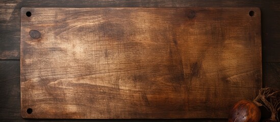 Poster - Antique wooden cutting board with copy space image on vintage background