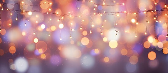 Wall Mural - a festive arrangement of twinkling fairy lights creating a mesmerizing bokeh effect perfect for cele