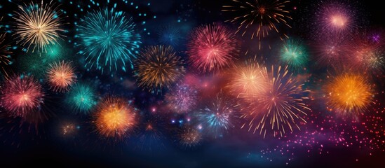 Poster - A colorful firework backdrop with copy space for text