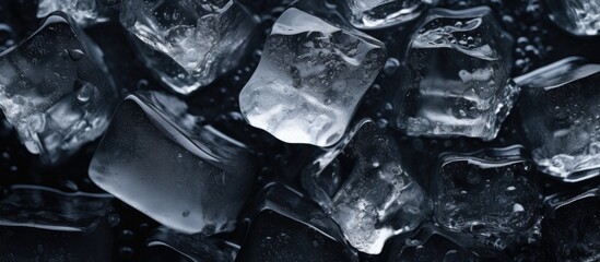 Leinwandbilder - This black background with ice crystal cubes offers ample copy space for text or design