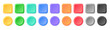 © wanchana - Multi color 3d button. Square and circle glossy colorful web ui buttons. Vector empty round button collection. Badge emblems. Game buttons design isolated icons set.